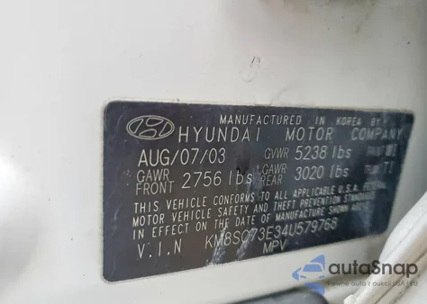2004 Hyundai Santa Fe Gls from USA, damaged, VIN KM8SC73E34U579768